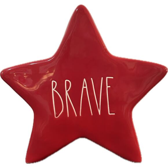 Patriotic Rae Dunn Red Star “Brave” 10” X 10” - Picture 1 of 3